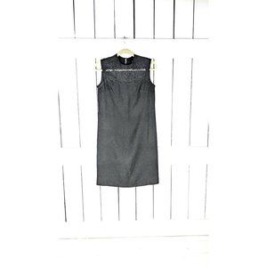 Vintage 60s black fitted sleeveless column midi evening dress